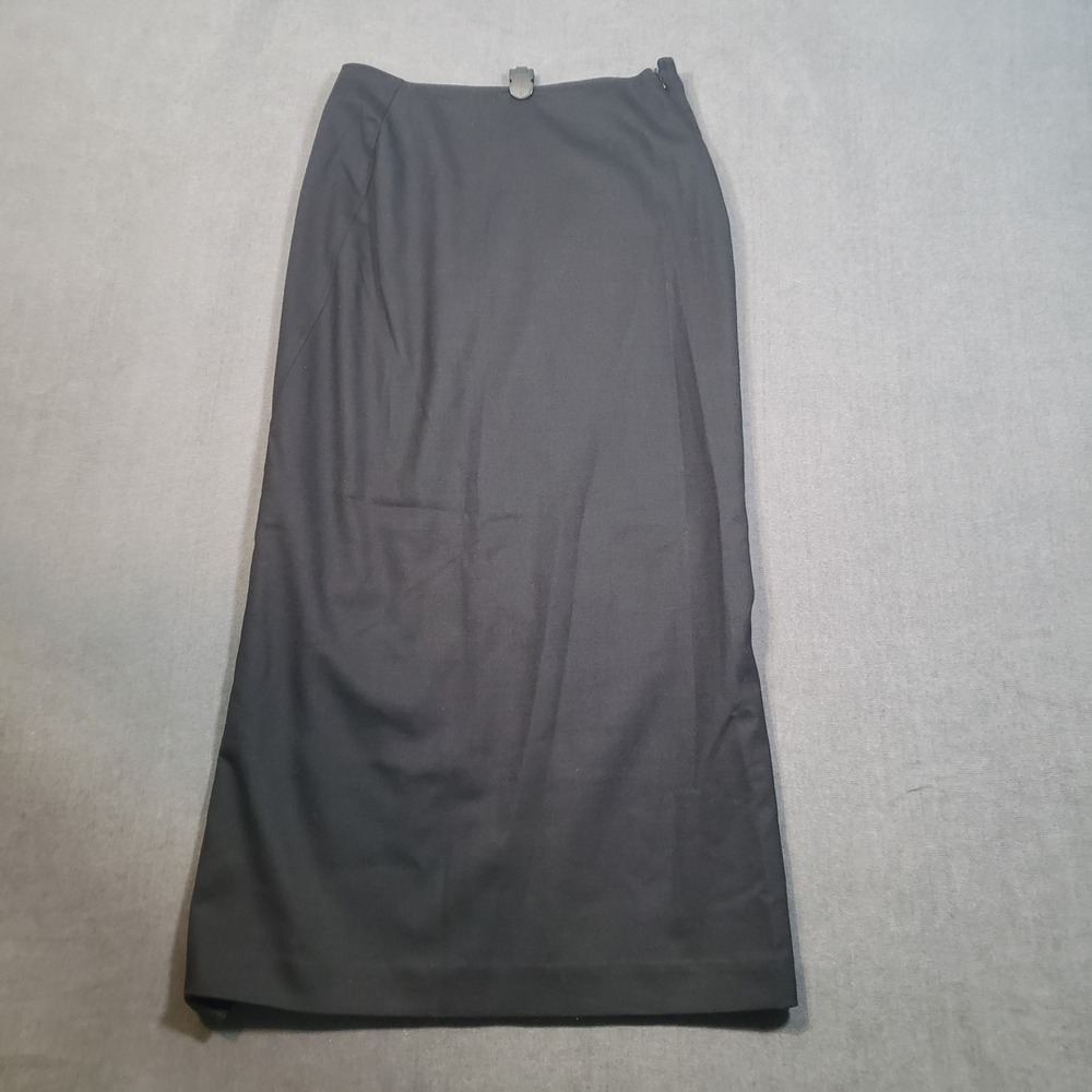 i.e. Maxi Skirt Womens 4‎ Black Wool Blend Side Zip Kick Pleat Long Skirt